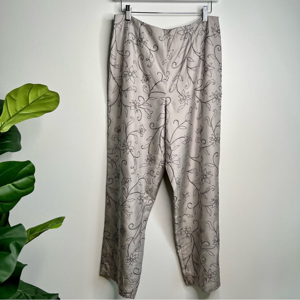 Talbots Silver Silk Embellished Wide Leg Pants - Picture 2 of 12